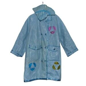 Gem Product Raincoat Blue Vinyl With Matching Cap Size M